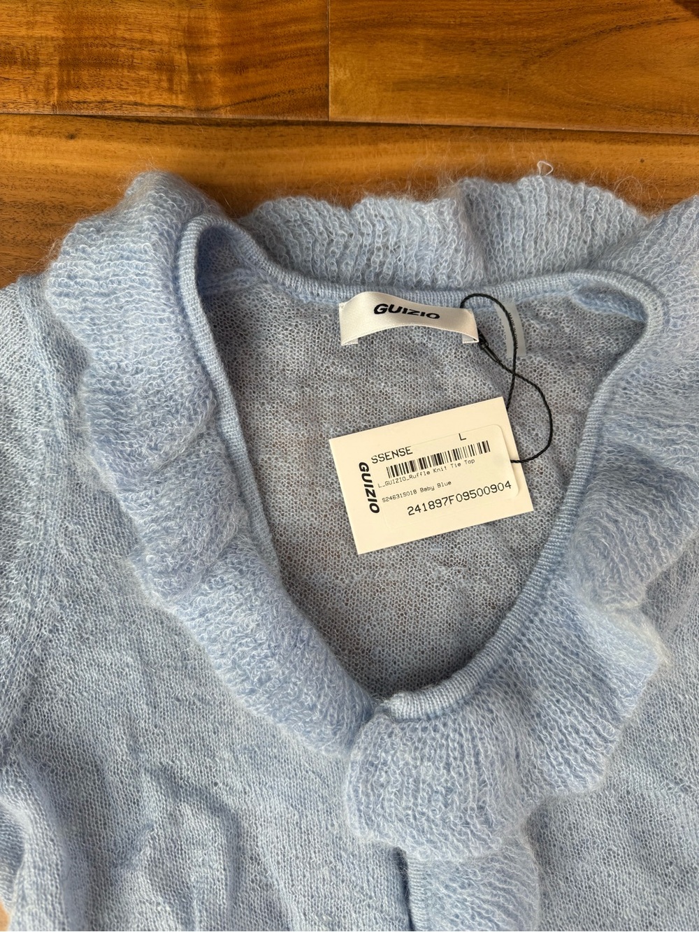 NWT Guizio blue ruffle knit short set - Picture 4 of 6